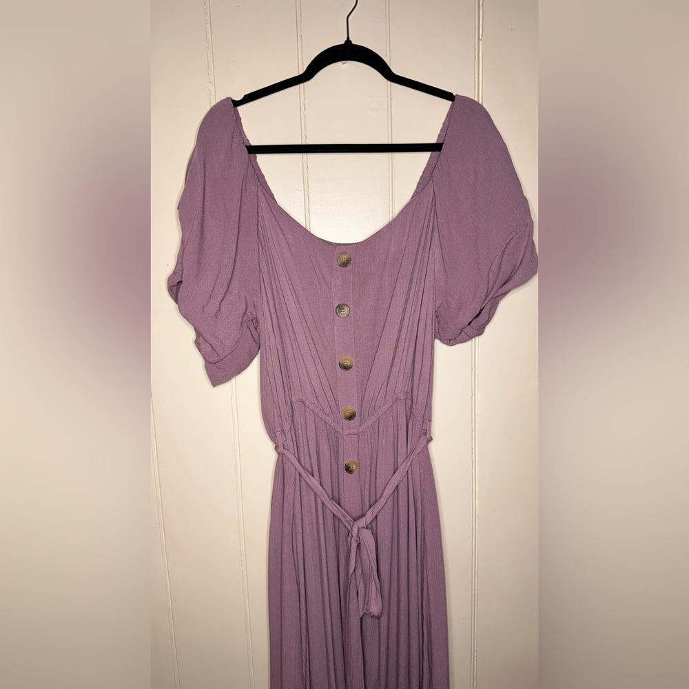 City Chic Tropical Tie Maxi Dress Plus Size M (18) Pink Woodrose - Picture 5 of 8
